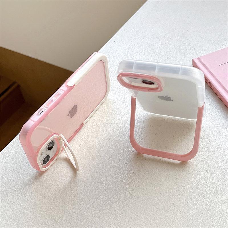 Shockproof Clear Kickstand Phone Case For Iphone 14 Pro Max 13 12 11 Pro Max 14 Plus Lens Protection Silicone Bumper Back Cover