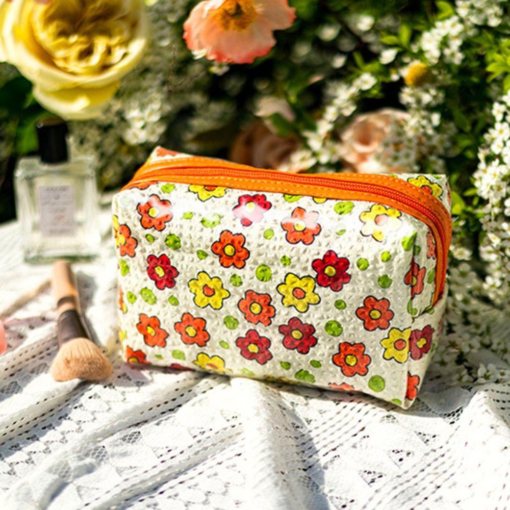

Large Capacity PU Cosmetic Bag Waterproof Makeup Bag Flower Toiletry Bag Lipstick Wash Bag