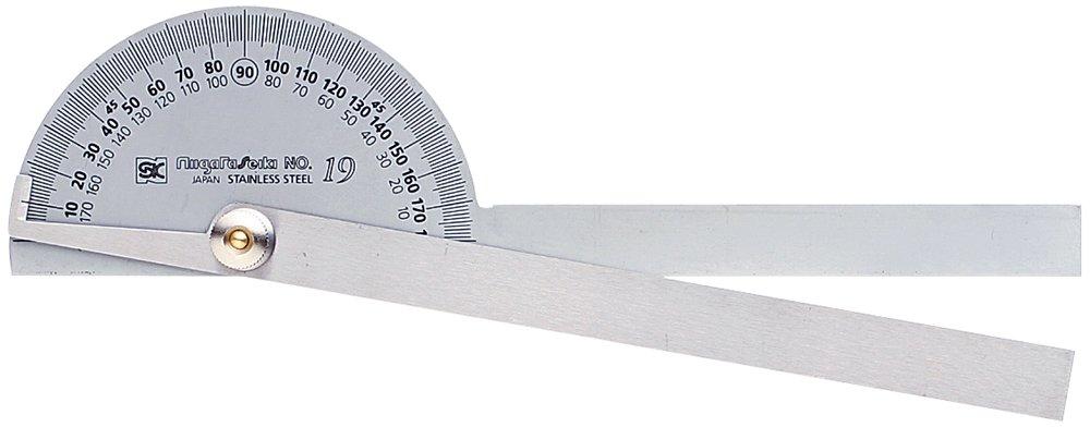 Niigata Seiki SK Made in Japan Protractor No. 19 Silver Finish Two-Pole PRT-19SW