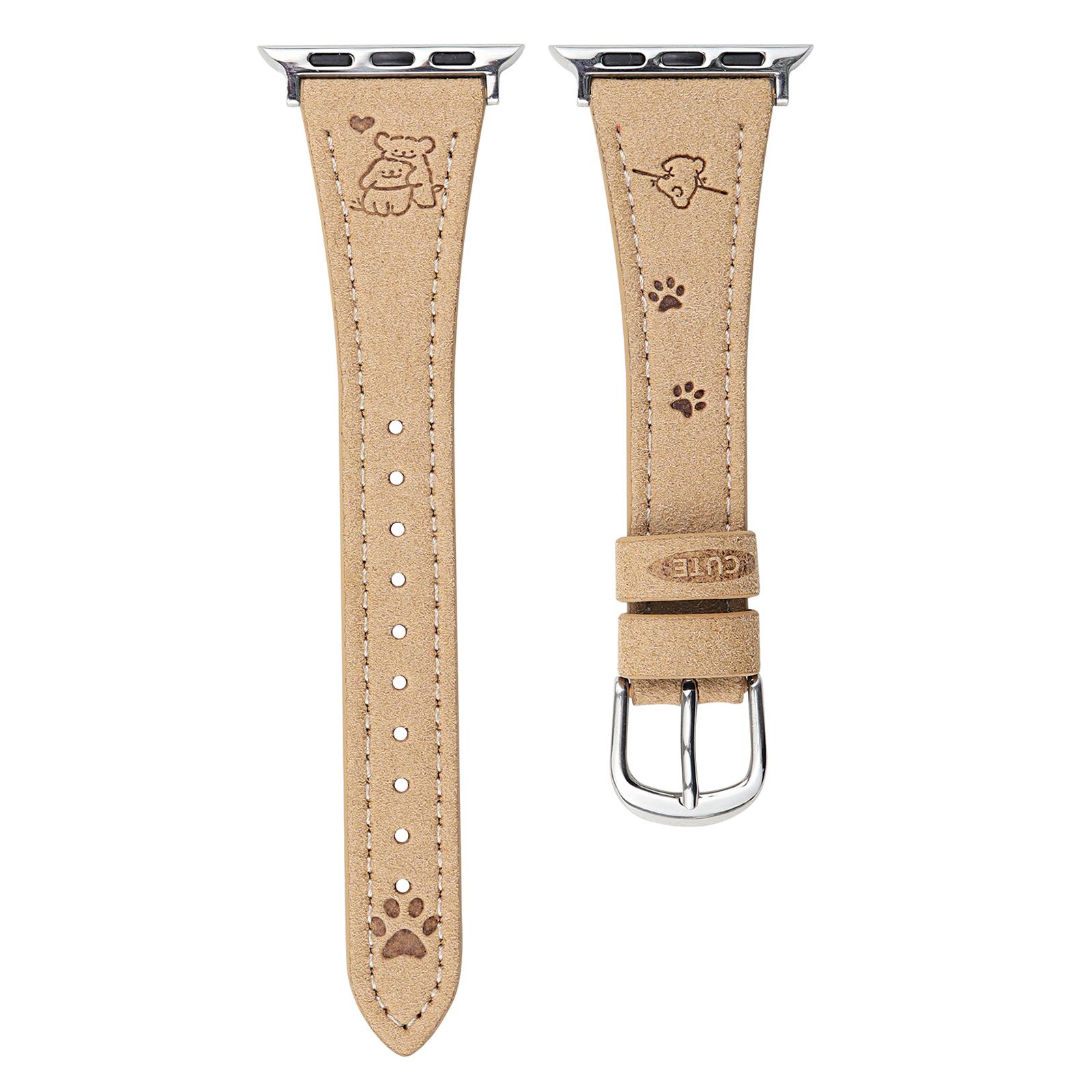 

Шкіряний ремінець з візерунком лапки цуценяти для Apple Watch Series 10 9 8 7 SE 6 5 4 3 2 1 42мм 41мм 40мм 38мм Khaki