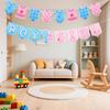 Boy or Girl Banner, Pre-Strung Neutral Gender Reveal Decorations Paper Baby Shower Garland with Blue & Pink Bodysuit Clothesline Decor for Pregnancy