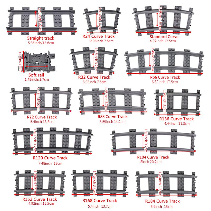 MOC City Bausteine Zug Flexible Konstruktionsteile Eisenbahn Kurvengleis Bausteine Modellzubehör Kompatibel mit 53401