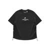 Letter Print Round Neck Loose Short Sleeve Drop Shoulder T-Shirt Women Tops Black T11W411102F-BK