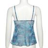 Netz durchsichtig bedruckte Weste Damen Sexy Lässig V-Ausschnitt Ärmellos Träger Camisole Patchwork Tanktop Streetwear