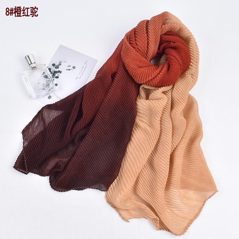 

Autumn and Winter New High Quality Balinese Yarn Twill Wrinkled Long Scarf Breathable Pleated Wrapped Shawl 8Y