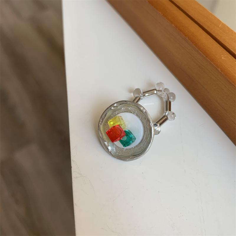 Multi-Element ~ Retro Beaded Ring Women's Trend Index Finger Ring Elastic Folded Ring Casual Jewelry Accessories