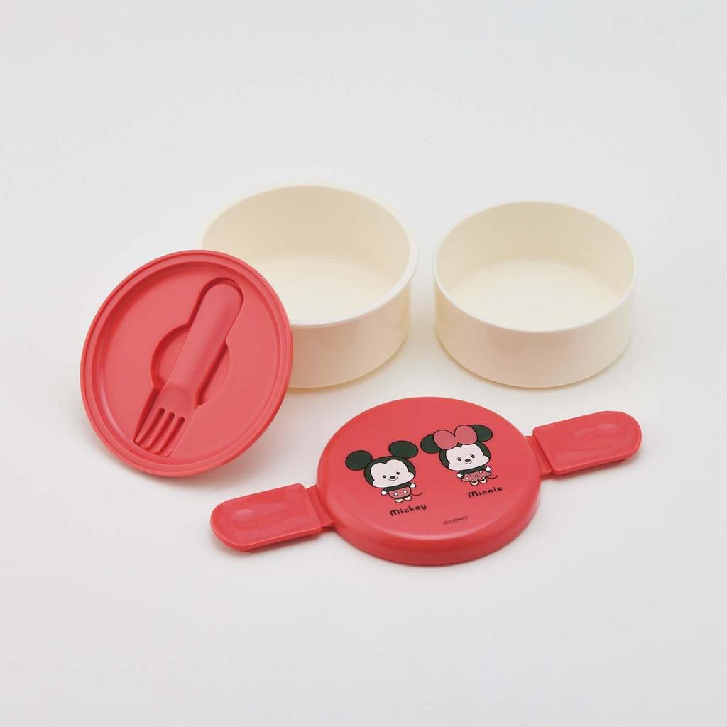 Skater Bento Made in Disney Yururun Mickey Minnie Box, 500ml, Two-Tier, Round, Antibacterial, Japan, & Design, ONWR1AG-A