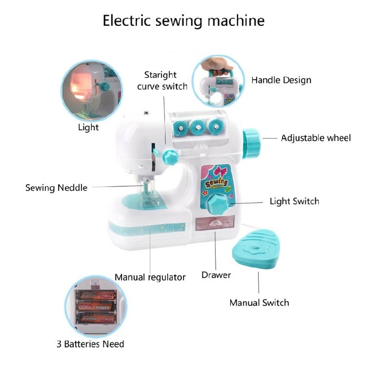 Children Electric Sewing Machine Model Girls Learning Pretend Play Toy for Kids