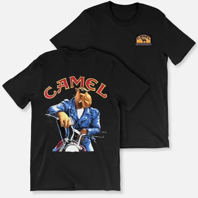 

Ретро Автомобиль Сигареты Camel Футболка Винтажный Хлопок Летние Топы Футболка Короткий Рукав Повседневная Уличная Одежда Женская Мужская Одежда Мотоспорт XL
