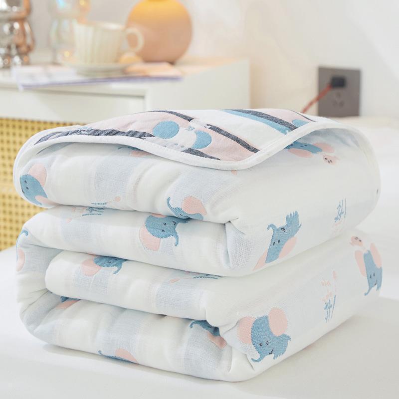 Pure Cotton 6-Layer Gauze Summer Quilt for Children - Thin, Breathable Baby Blanket