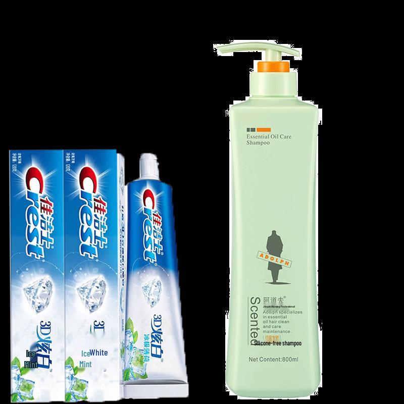 

Crest 3D White Toothpaste & Adolf Shampoo Bundle
