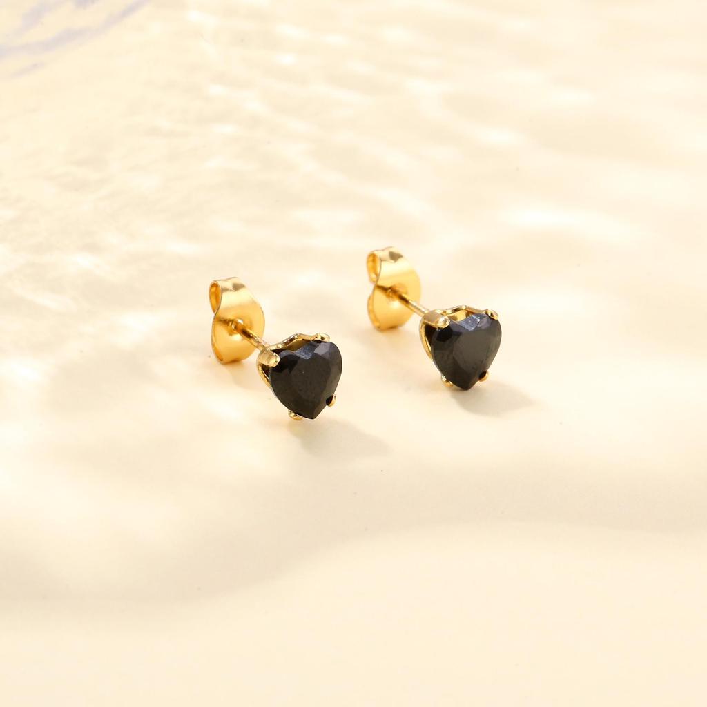 Elegant Stainless Steel Heart Zircon Stud Earrings, Light Luxury & Versatile Design.