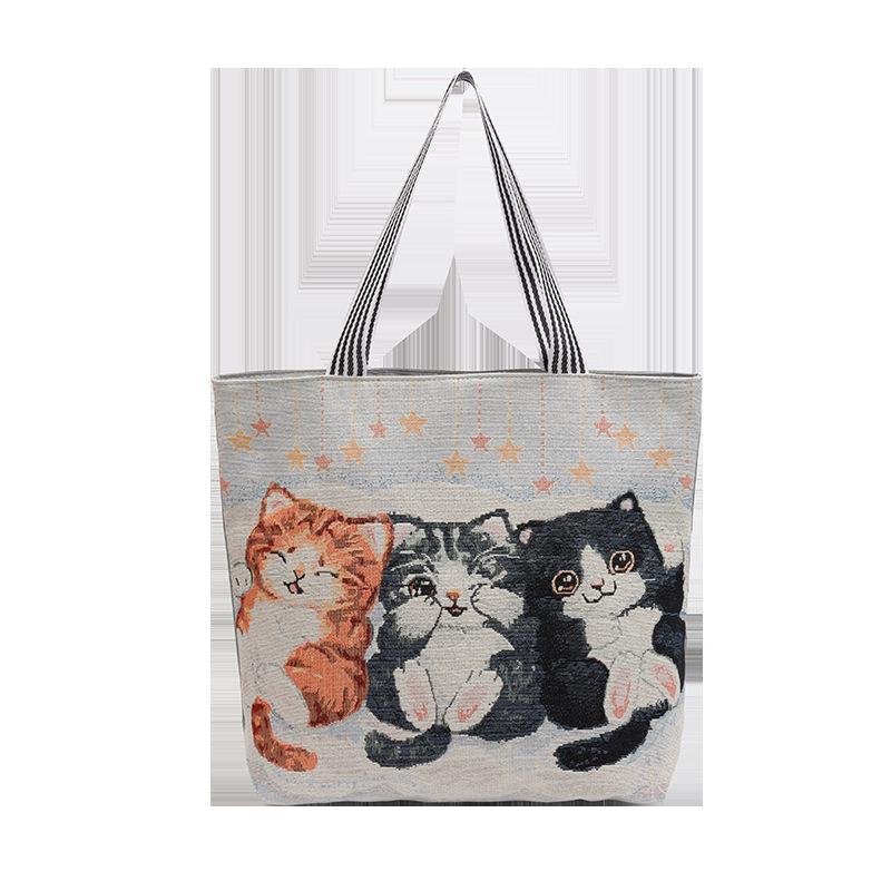 Goldfaden Canvas Tragetasche - Damen Cartoon Schulterhandtasche