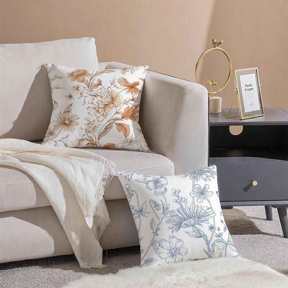 Simple, Classic, Retro-Style Floral And Bird Pattern Cushion Cover Linen Pillowcase Cover Soft Decor For Sofa Home Room
