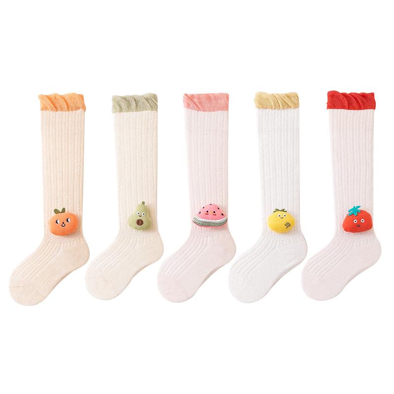 Newborn Baby Socks Summer Over-the-knee Stockings Cartoon Fruit Mesh Thin Anti-mosquito Socks Baby Accessories