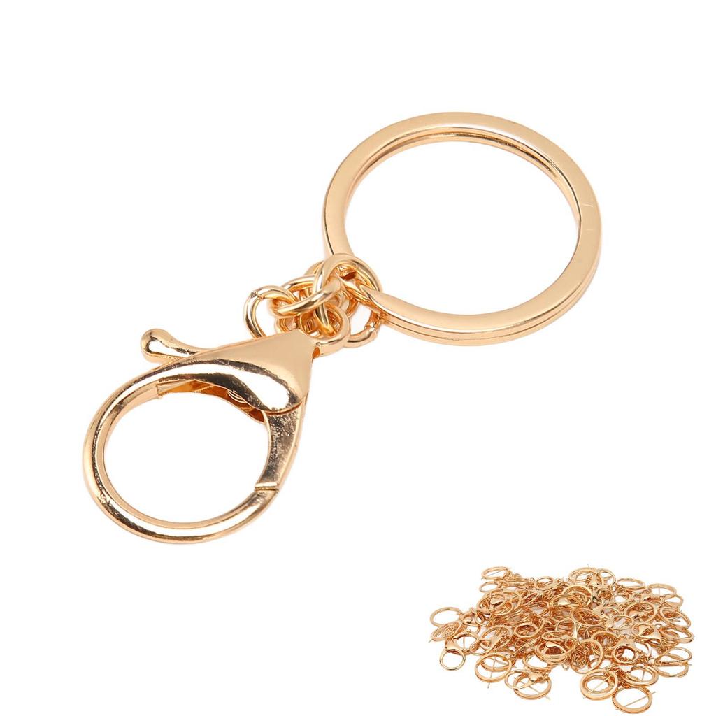 50pcs Link Clasp Keychain Hook Accessory Golden Extension Link Lobster Clasp for Car Key