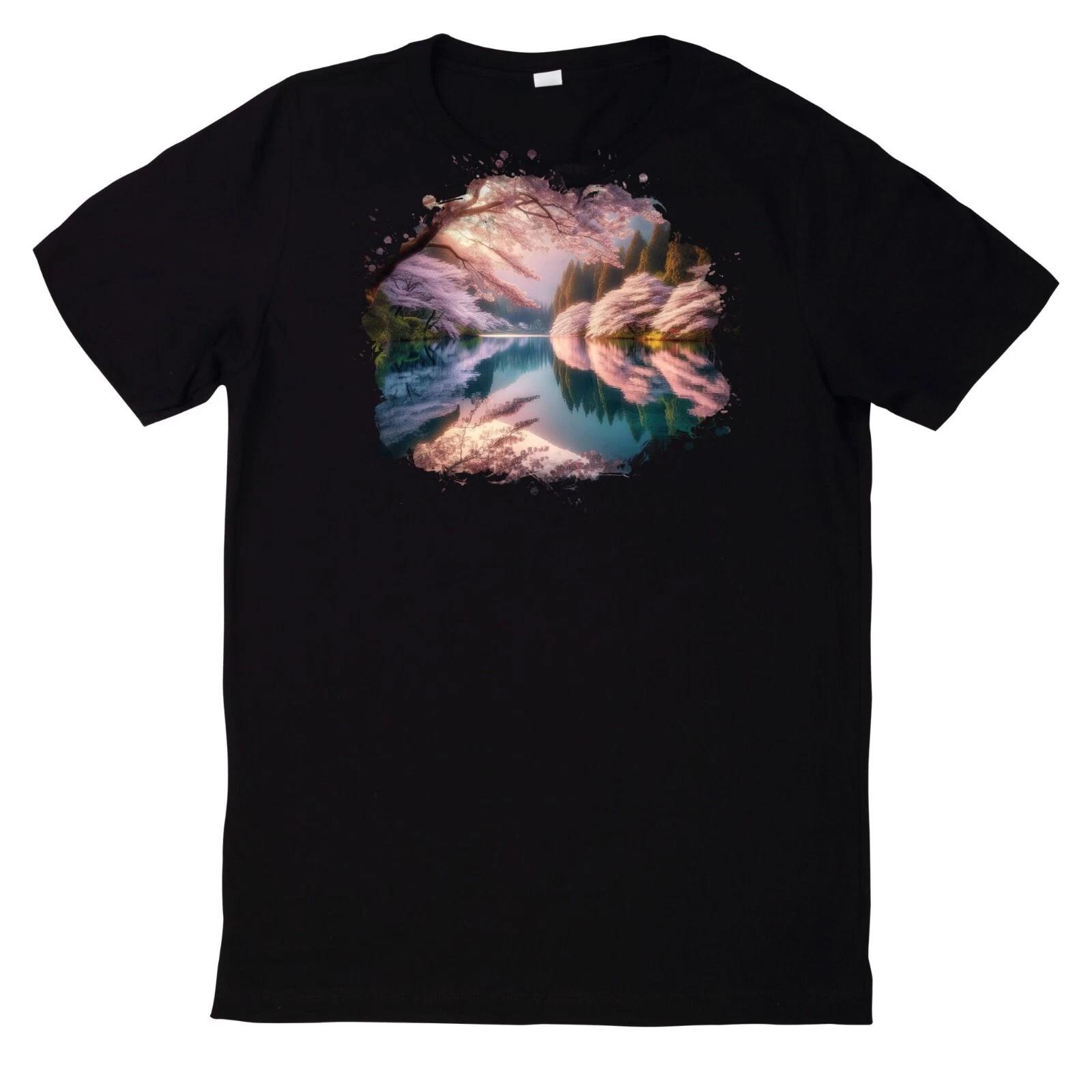 T-Shirt Aquarell ruhige Kirschblüten Welt Motiv L