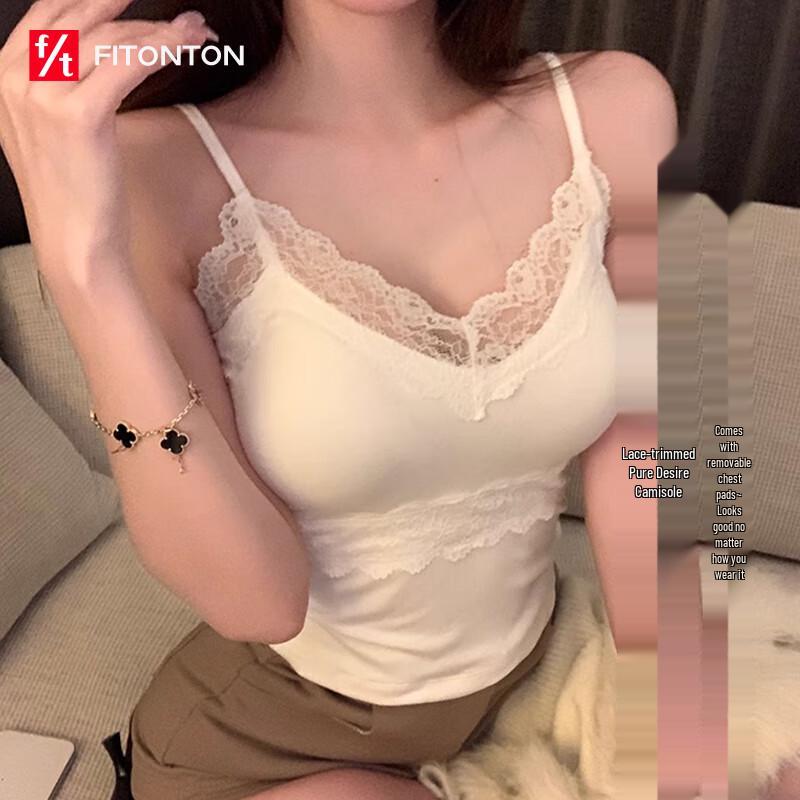 Women s Lace V-Neck Camisole with Built-in Bra One Size