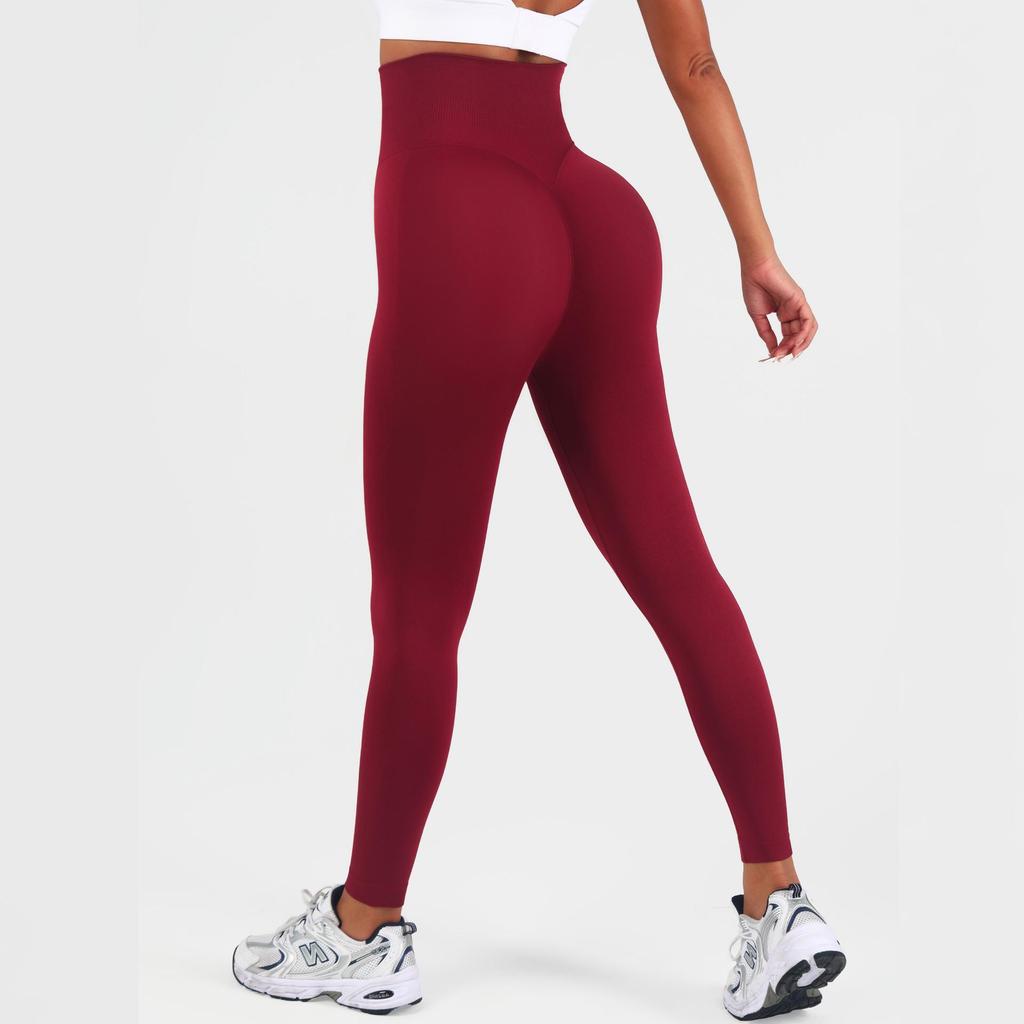 Women's High-Waist Seamless Slim-Fit Peach-Enhancing Fitness Leggings with Separate Waistband for Cycling.