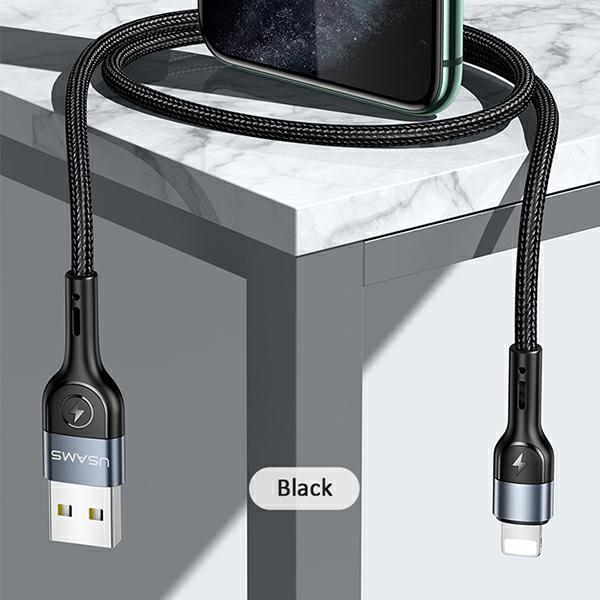 USAMS Braided Cable U55 2A Lightning black/Black 1M Sj448Usb01 (Us-Sj448)