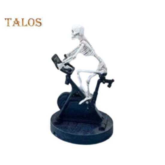 Rotoped Animatronic Skeleton Figurka Halloween Pryskyřice Cyklistika Fitness Kolo Lebka Socha Socha Domácí Kancelář Dekorace Na Stolní Ornament