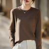 Women's Slim Fit Solid Color Round Neck Wool Sweater - Long Sleeve Fine Knit Base Layer