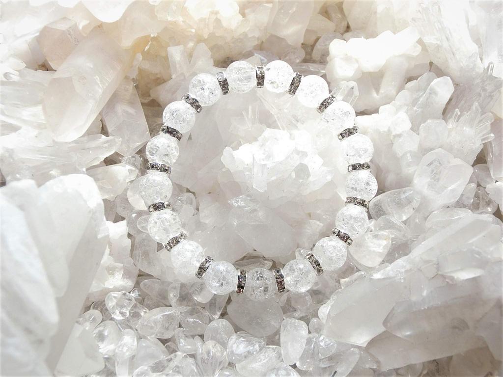 Crack Quartz Power Stone Bracelet for Natural Stone 16cm Kanoishi [Purification/Health] Women, [Purification Set, Pebbles, Quartz, Healing] (Women's