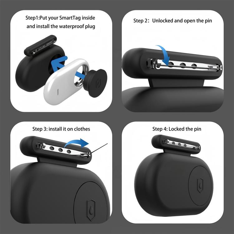 Waterproof Silicone Shockproof Protective Case With Metal Brooch Pin For Samsung Galaxy Smart Tag 2 Tracker