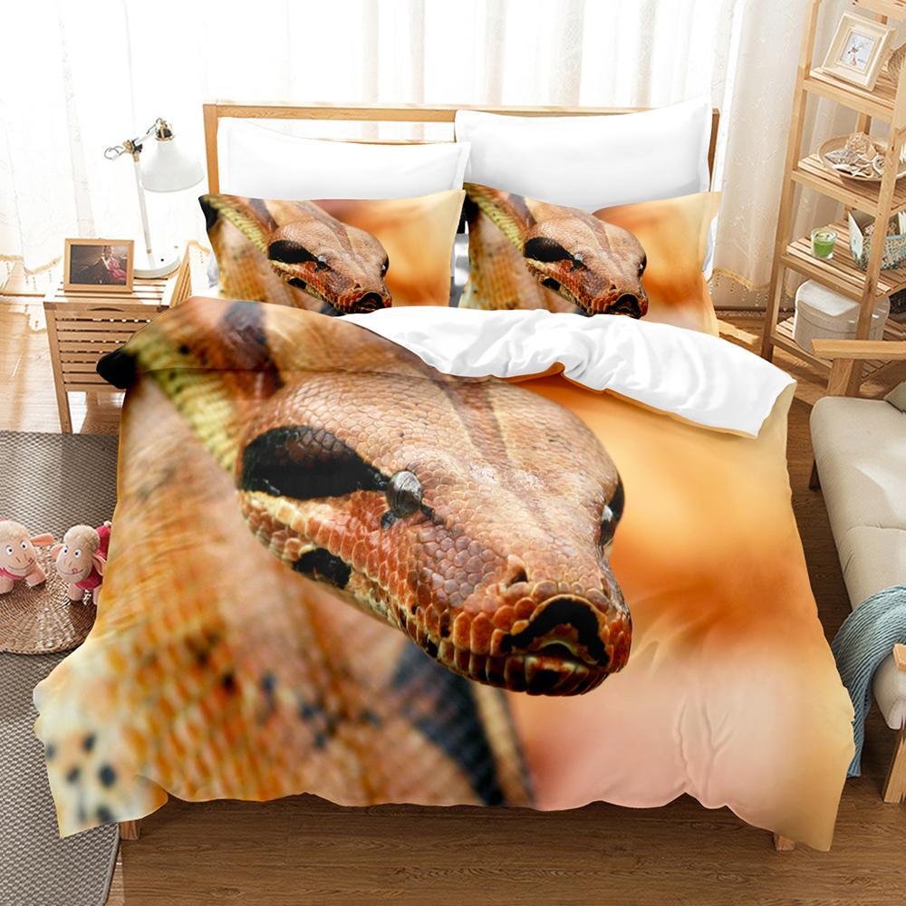 3D Snake Viper Bedding Set 2/3Pcs Gift Quilt Duvet Cover Single Double King Size