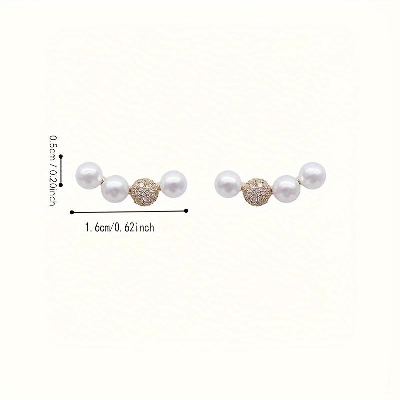 1 Pair of Simple And Versatile Shiny Round Bead Rhinestone Earrings, Niche Design, Light Luxury And Simple Earrings, Suitable for Daily Wear