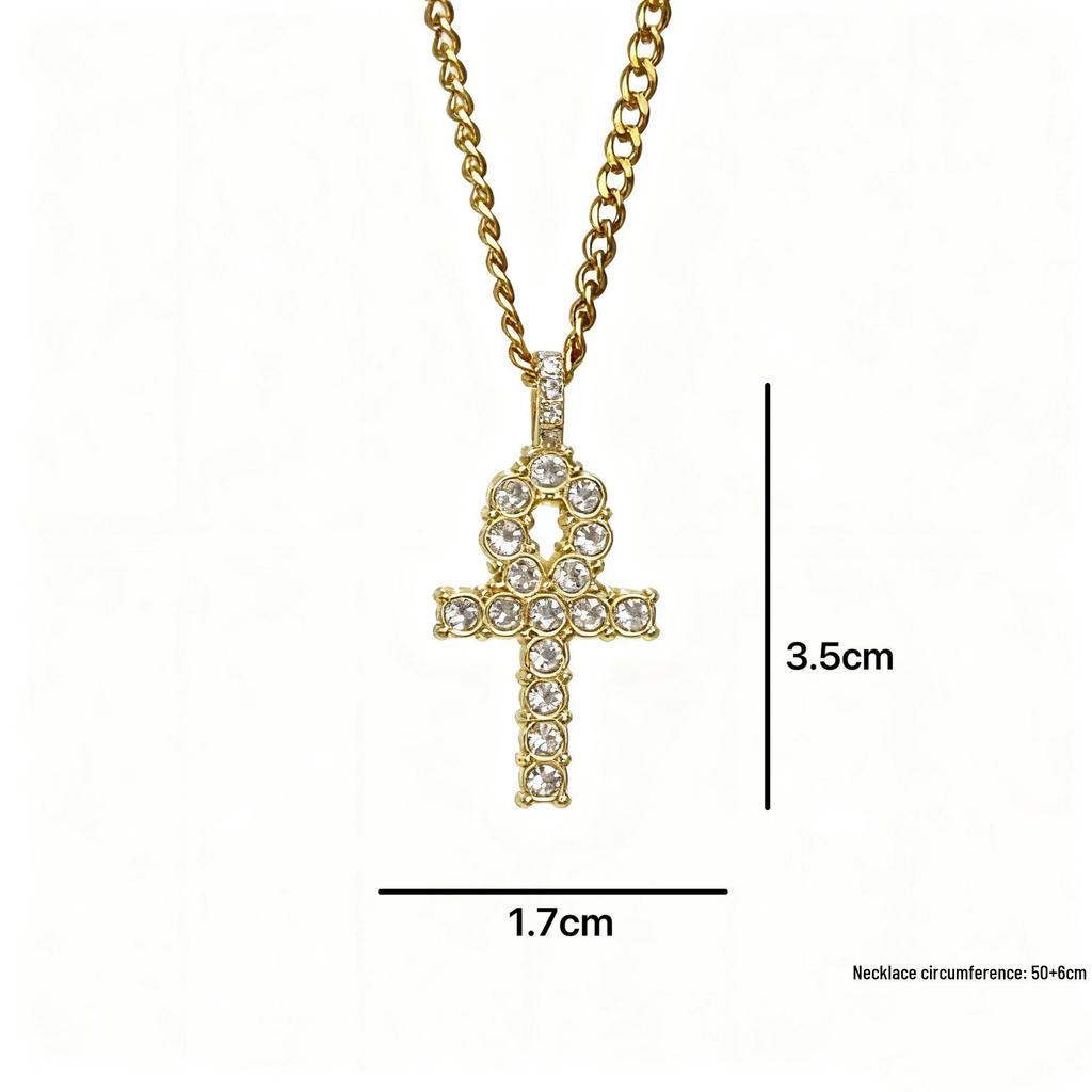 European-American Hip-hop Inlaid Diamond Cross Titanium Steel Necklace: High-end Unisex Sweater Chain