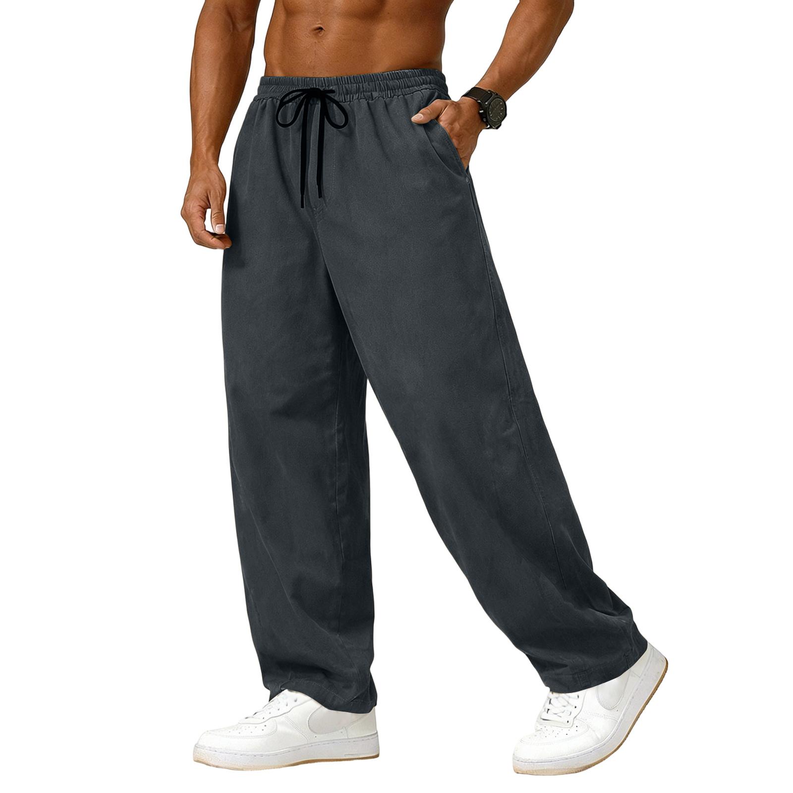 

Men s Relaxed-Fit Stretch Trousers With Elastic Waistband And Cuffed Legs XL