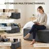 Storage Bench End Of Bed Linen Upholstered Footrest With Wide Seat 122 X 48 X 44 Cm Dark Gray