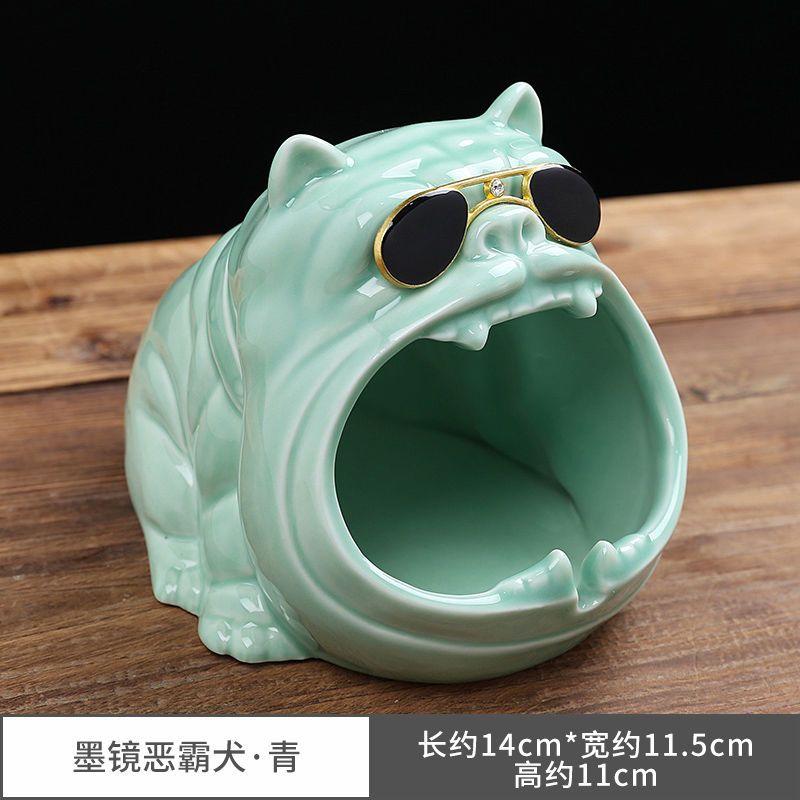 New Household Cute Cartoon Fu Pig Dog Ashtray Creative Ceramic Ashtray Personalized Trend Windproof Fly Ash