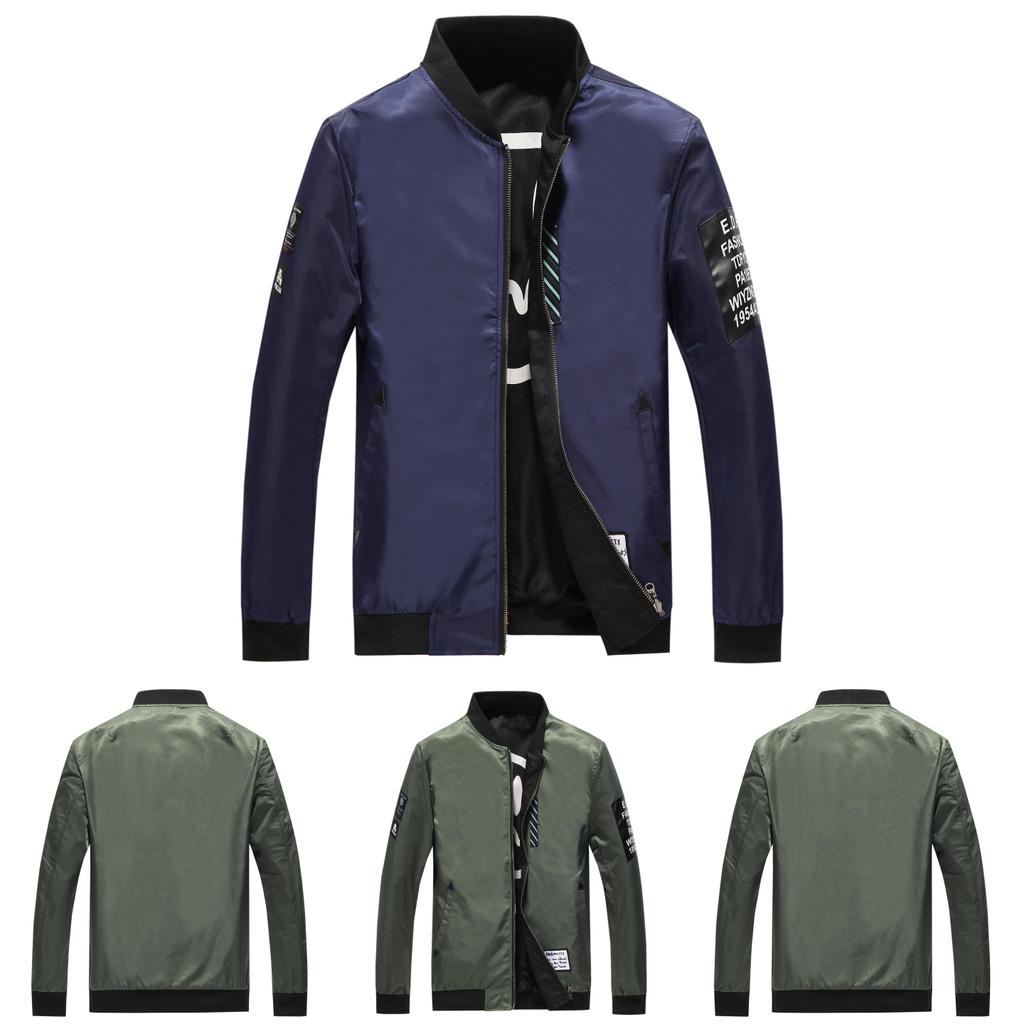 Premium Quality Mens Jacket Ma1 Army Smiling Face Reversible Bomber Jacket Coat