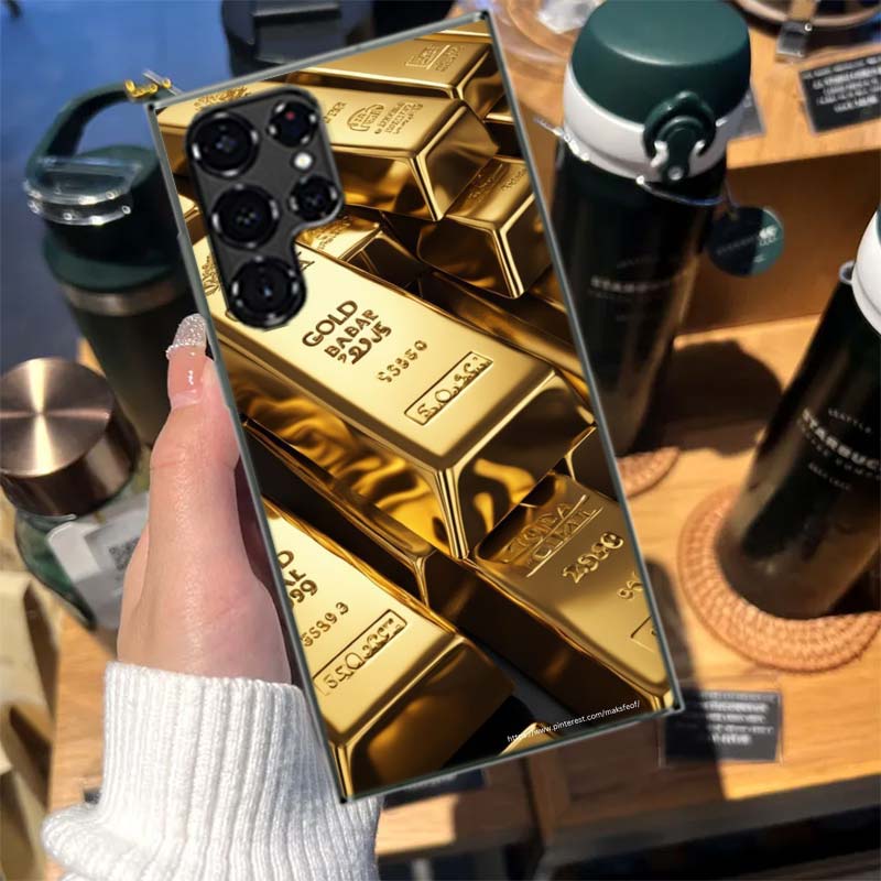Goldbarren Reichtum und Finanzen Hüllen Handyhülle für Samsung Galaxy S26 Ultra S25 Edge S24 S23 FE S21 Plus S20 S22 S10 Abdeckung TPU Kappe