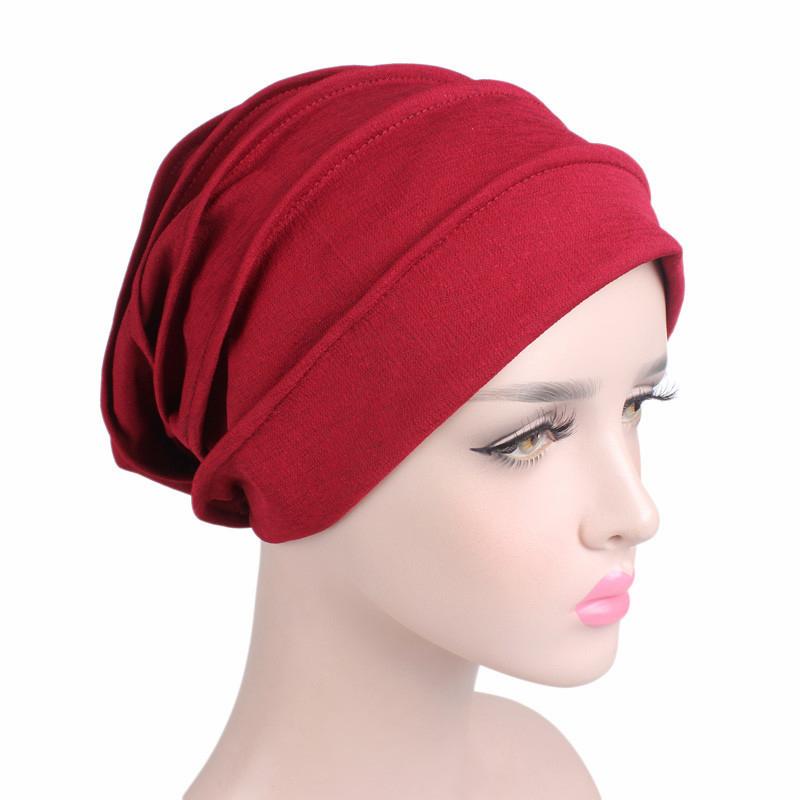 New Elastic Fashion Turban Hat Solid Color Women Warm Winter Headscarf Bonnet Inner Hijabs Cap Muslim Hijab Femme Wrap Head