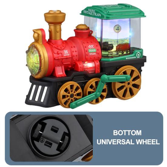 Kids Electric Locomotive Train Retro Colorful Light Music Children Spray Steam