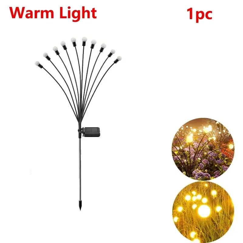 10 LED Solar Powered Lawn Lights Outdoor Waterproof Firework Firefly Lights Garden Swaying Landscape Lamp For Path Pathway Decor