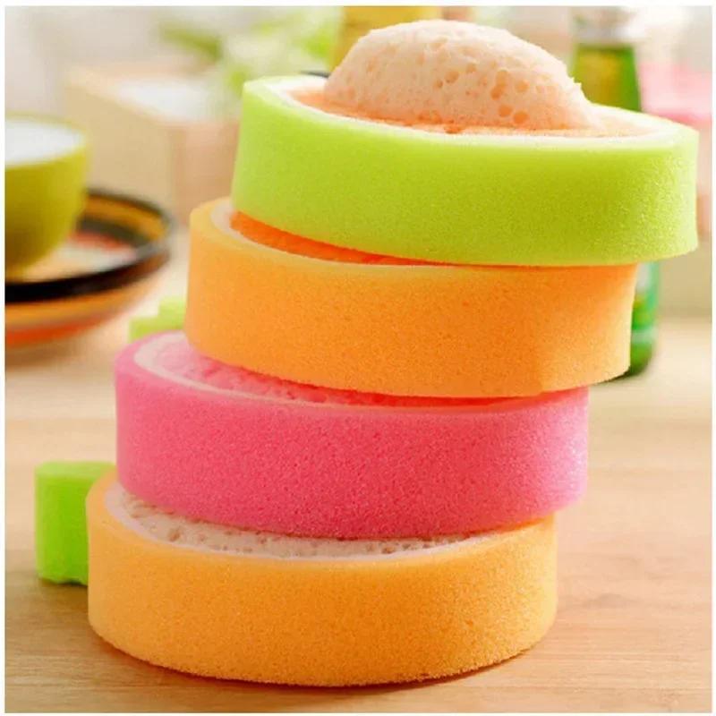 Cute Fruit Shape Thickened Sponge Dishwashing Wipe Washcloth Kitchen Household Pot Brush Dish Sponge Kitchen Cleaning Tools