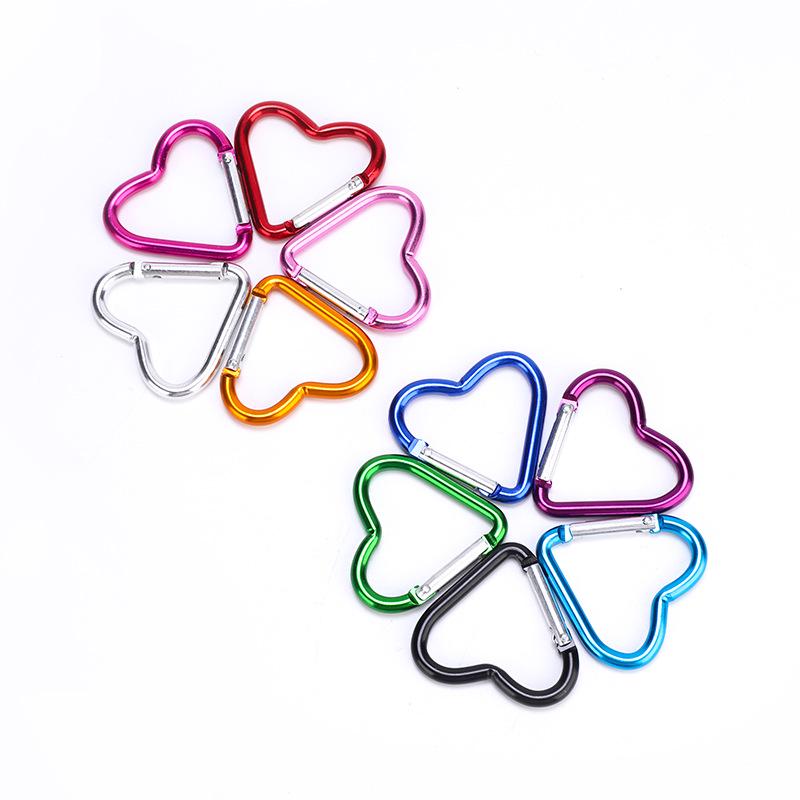 Heart-Shaped Aluminum Carabiner Water Bottle Buckle, 44x43mm - Multi-Functional for Climbing and Backpacking Heart-shaped
