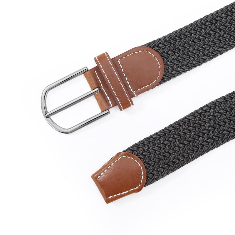 Casual Belt Multi-Color Elastic Pin Buckle Belt Leather Men'S Elastic Woven Belt