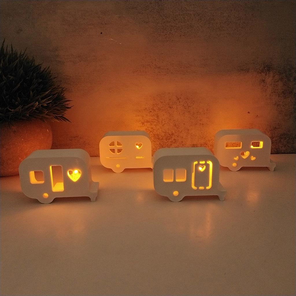 Desk Ornament Mould Flexible Silicone Mold for Easter Hollow Bus Shaped Atmosphere Light Festival Home Decoration Mold