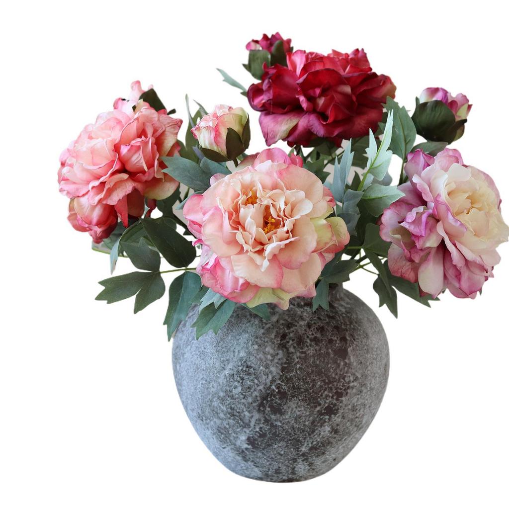 High-Quality Burnt Edge Silk Peony - Artificial Flower for Home Decor & Photography