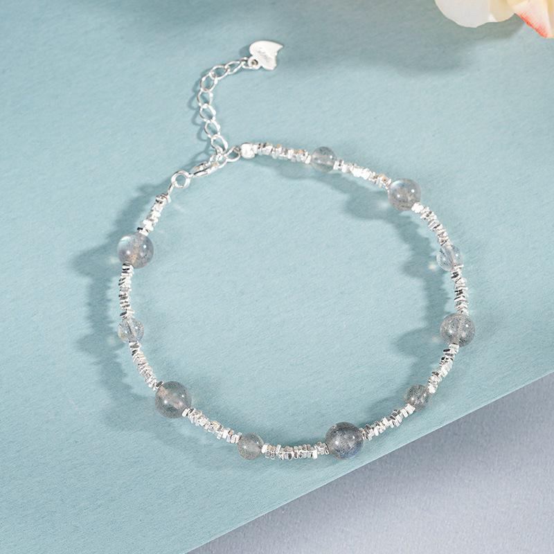 Tichya Labradorite Silver Flake Bracelet for Women - S925 Sterling Silver, Luxury Fashion, Versatile Jewelry. 925 Sterling Silver