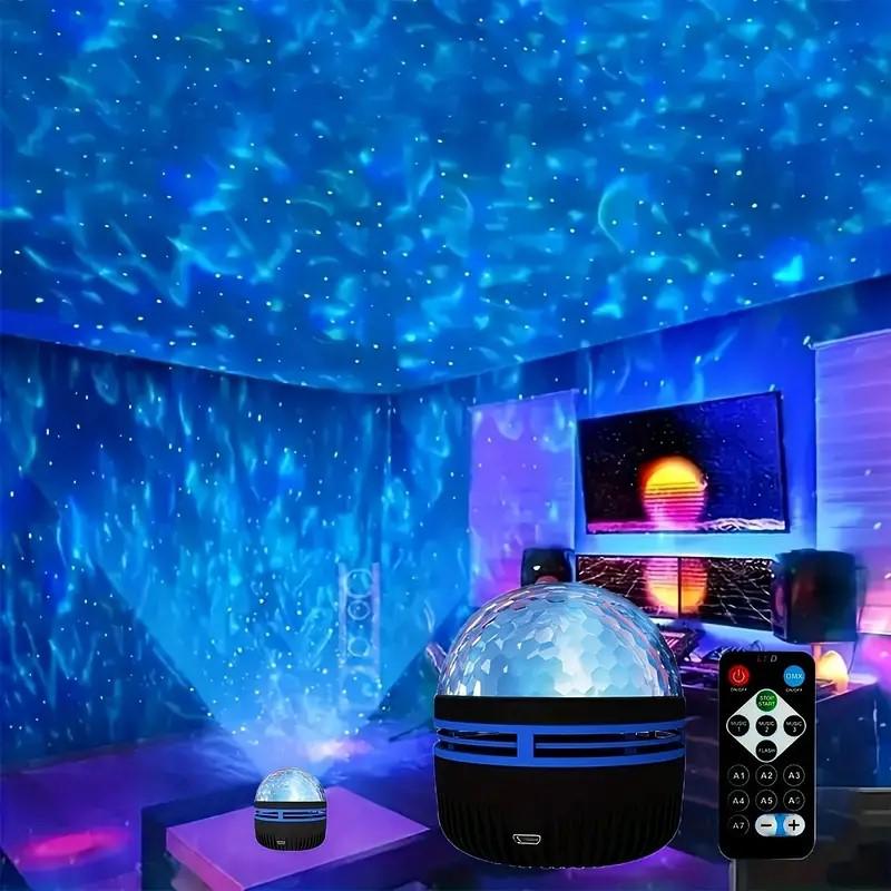 Multicolor Rotating Starry Sky Projection Lamp with Water Ripple Effect