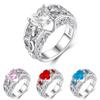 Elegant Women Ladies Rhinestone Princess Heart Shape Jewelry Wedding Ring