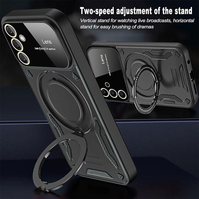 Coque pour Samsung Galaxy A37 5G, Antichoc Rigide avec Cercle Magnétique Protection Caméra - Noir