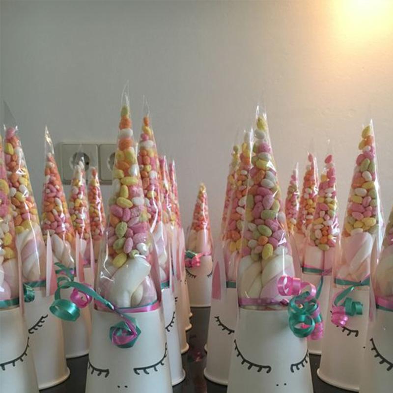 50pcs Clear Cellophane Candy Cone Cookie Biscuit Packaging Bag For DIY Wedding Birthday Party Favors Halloween Christmas Treats