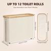 A Bamboo Toilet Paper Holder in A Bohemian Style Featuring A Storage Basket,Versatile Collapsible Basket Can Be Used for Laundry